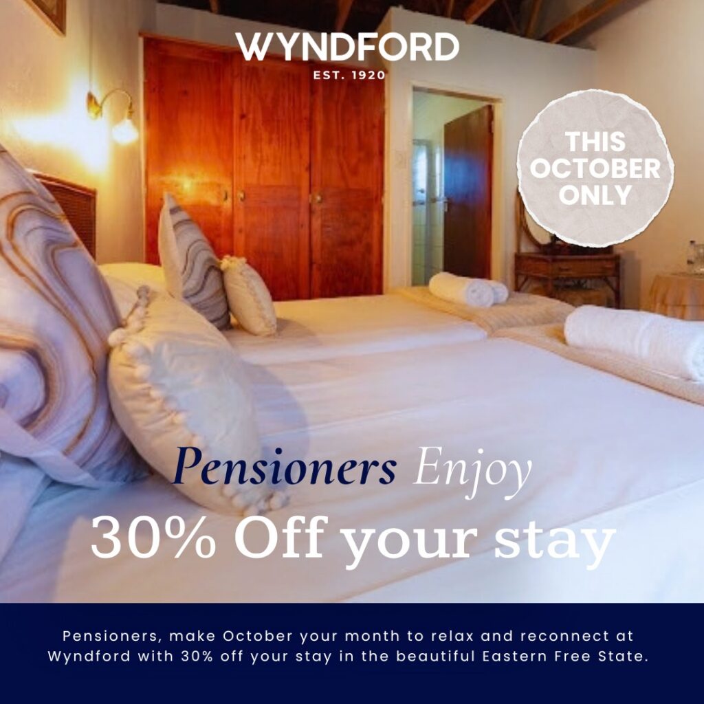 Pensioners enjoy 30% off their Wyndford stay this October only.